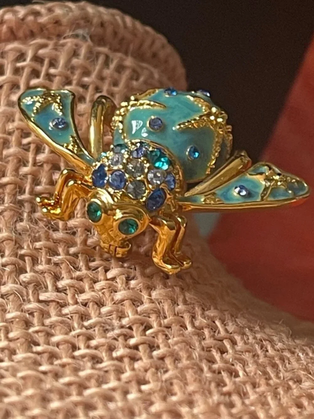 Joan Rivers Seaside Ocean Starfish Bumblebee Brooch Blue Enamel Gold-Tone Vtg